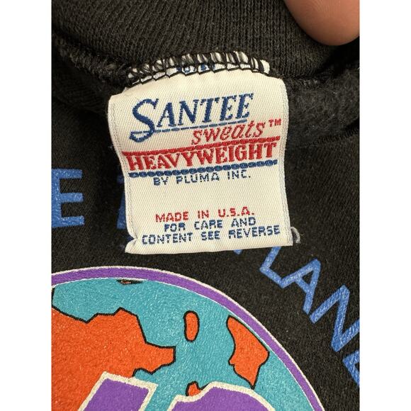 Vintage 80s Faded Hard Rock Cafe Orlando Sweater Save The Planet Black USA Sz XL - Picture 3 of 9